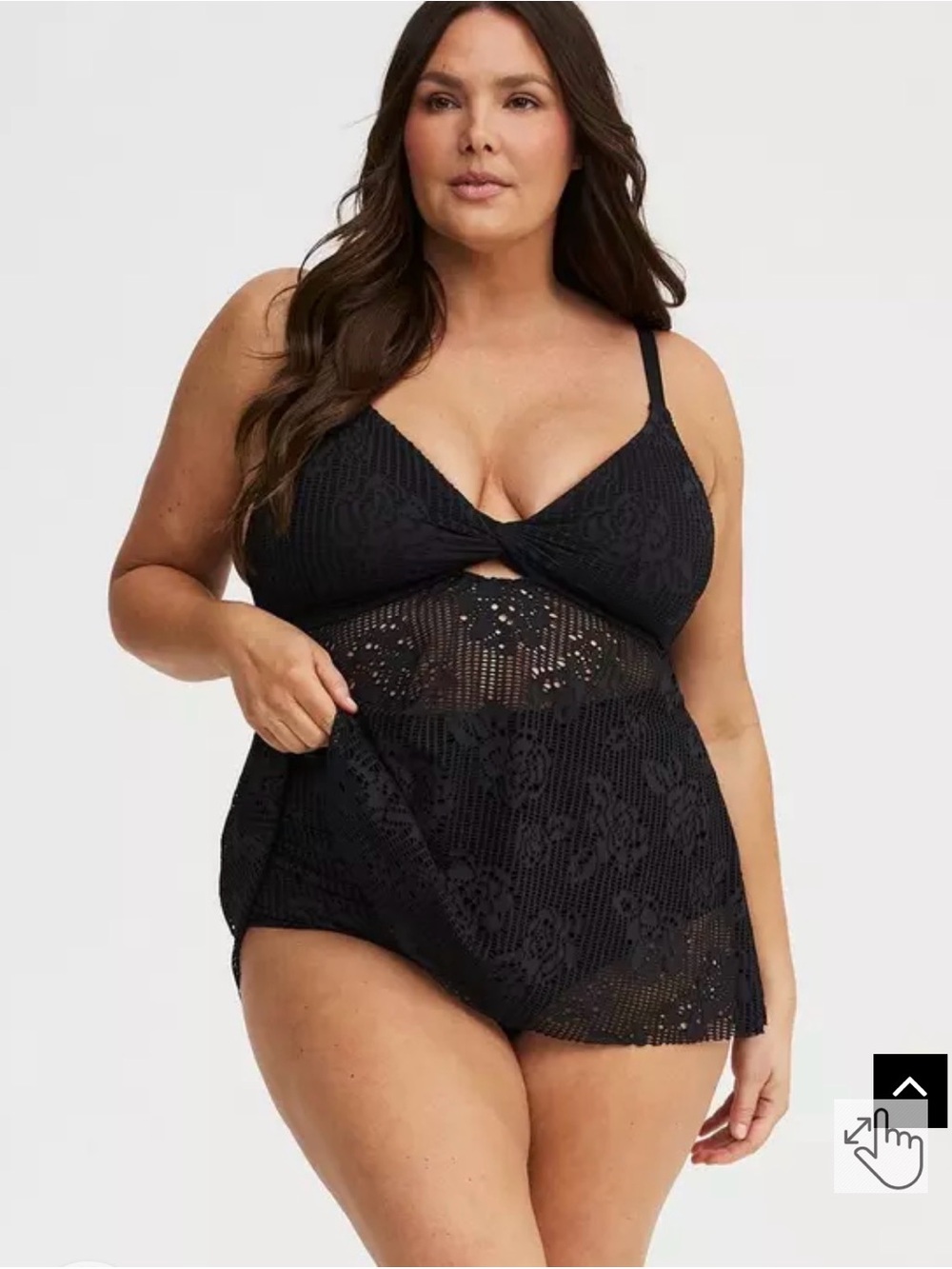 New! Set! Torrid sz 3 Black Lace Crochet Tankini Swim Bathing Suit 3X